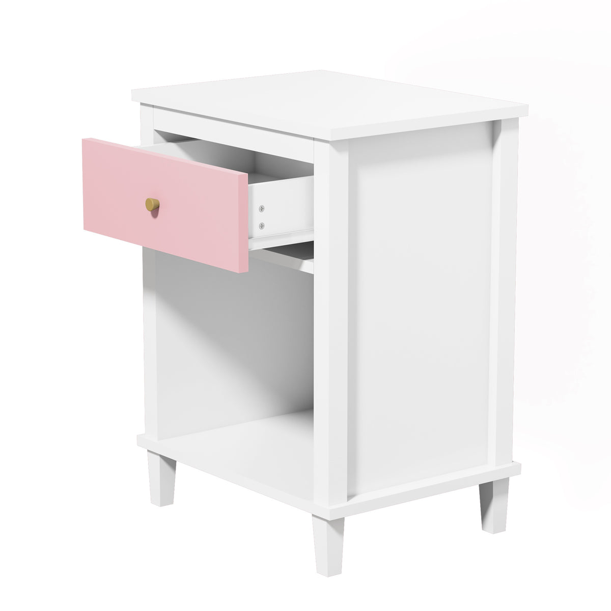 26.77''H Wooden Nightstand with One Drawer One Shelf for Kids, Adults, Pink W80859135-djyc