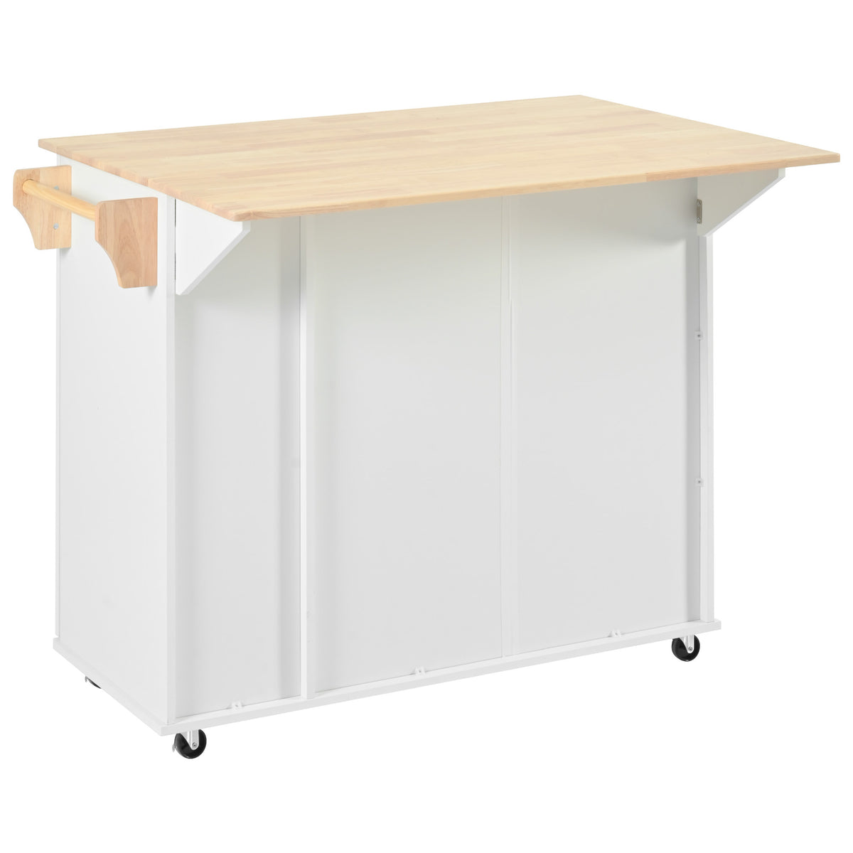 K&K Kitchen Island with Drop Leaf, Kitchen Storage Cart with 3 Tier Pull Out Cabinet Organizer, Internal Storage Rack, Rolling Kitchen Cart on Wheels with Towel Rack, 2 Drawers, for Kitchen, White WF531421AAW-djyc