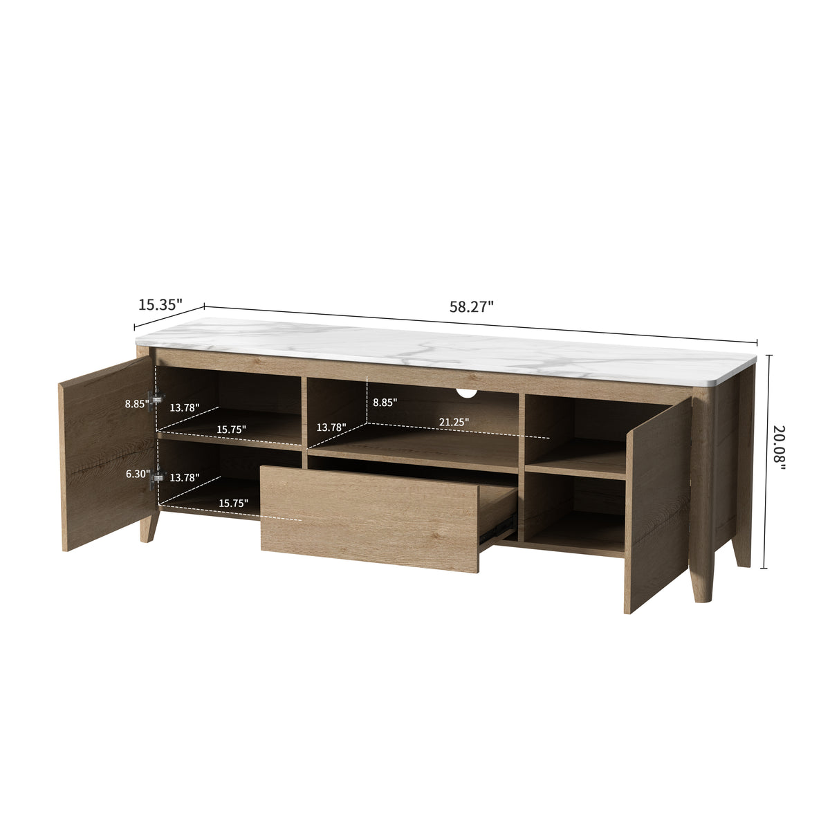 58 Inches Modern TV stand with LED Lights Entertainment Center TV cabinet with Storage for Up to 80 inch for Gaming Living Room Bedroom W881141734-djyc