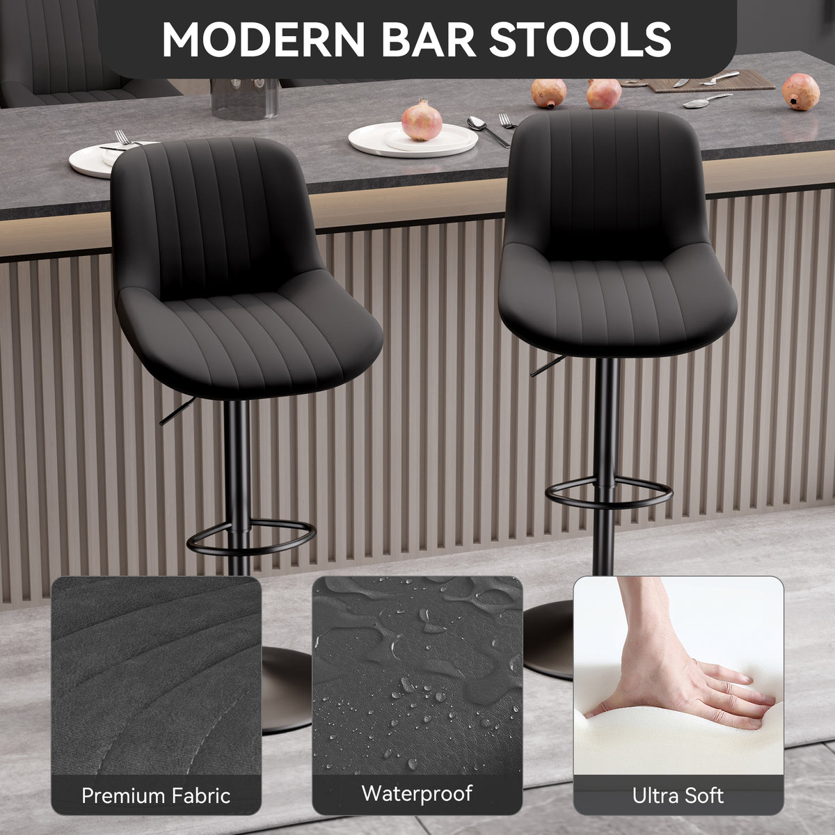 Modern Minimalist High-End Bar Stool: Premium Fabric & Waterproof FU01016-wz