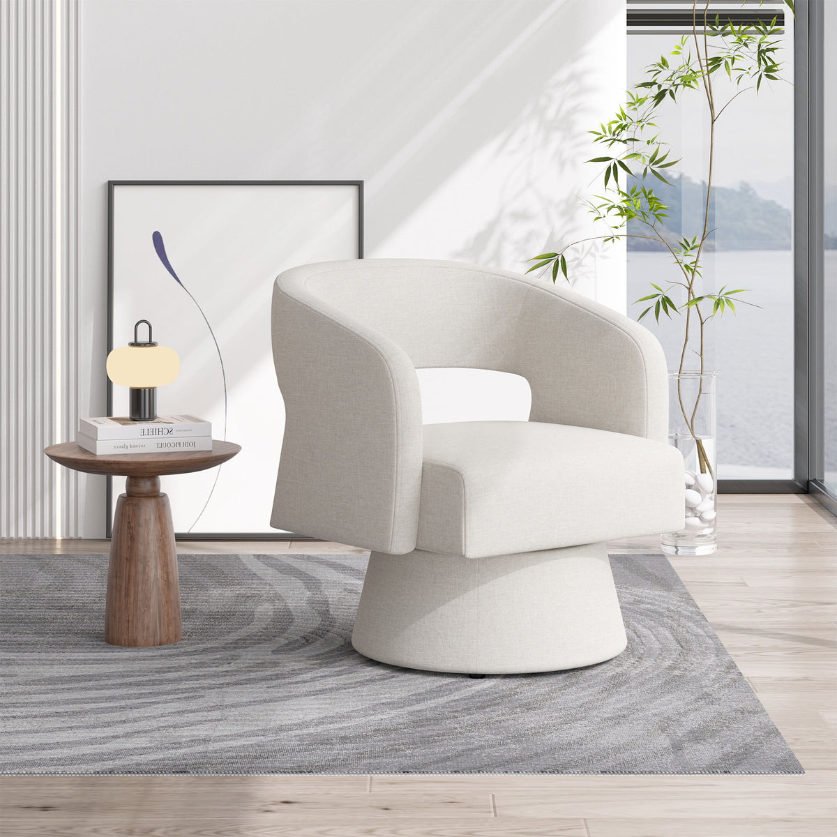 Modern Minimalist Elegant Velvet 360° Swivel Armchair: Thickened Cushion & Anti-Slip Feet FU01059-wz