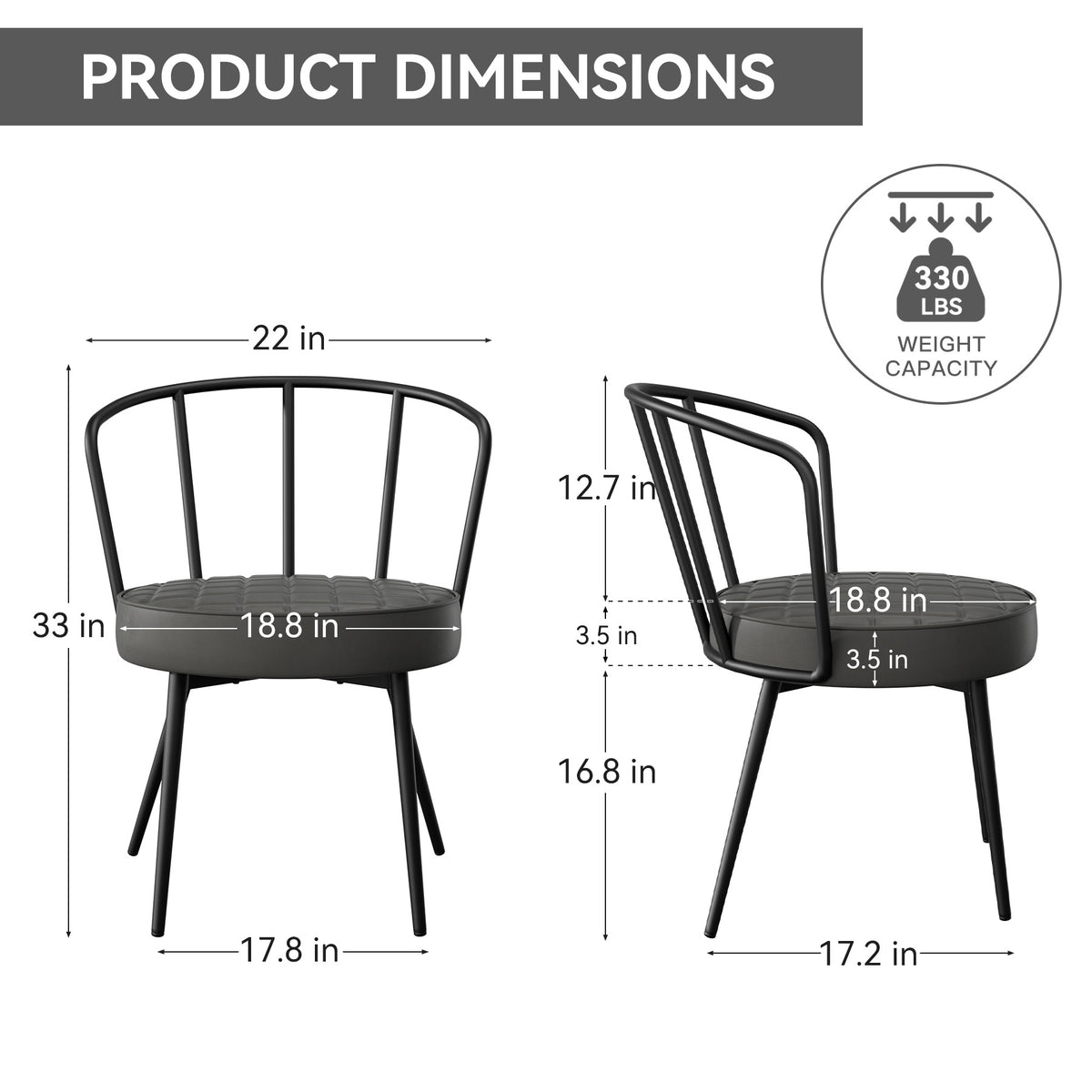 Modern Comfortable Metal Frame Chair: Ergonomic Cambered Back & Durable Waterproof Leather FU01070-wz