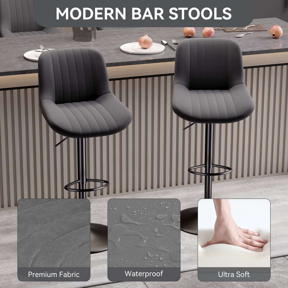 Modern Minimalist High-End Bar Stool: Premium Fabric & Waterproof FU01016-wz