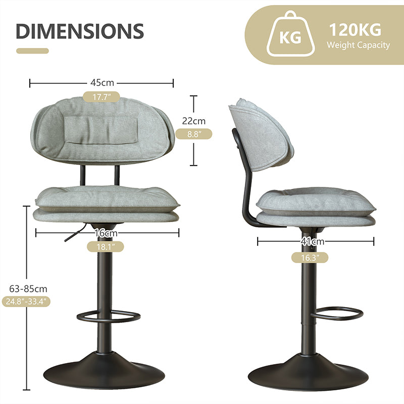 Modern Waterproof Bar Stool: Ergonomic Design & Dual-Layer Ultra-Soft Seat Cushion and Backrest FU01037-wz