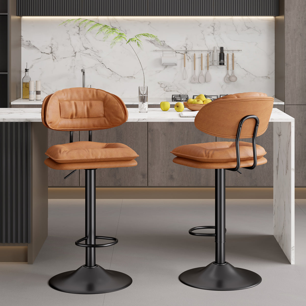 Modern Waterproof Bar Stool: Ergonomic Design & Dual-Layer Ultra-Soft Seat Cushion and Backrest FU01037-wz