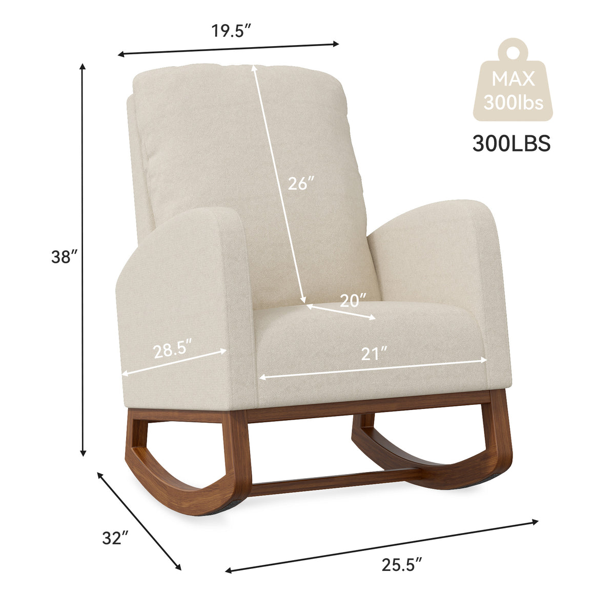 Lounge Fabric Accent Rocking Chair：Durable Wooden Legs&Towel Fabric FU01069-wz