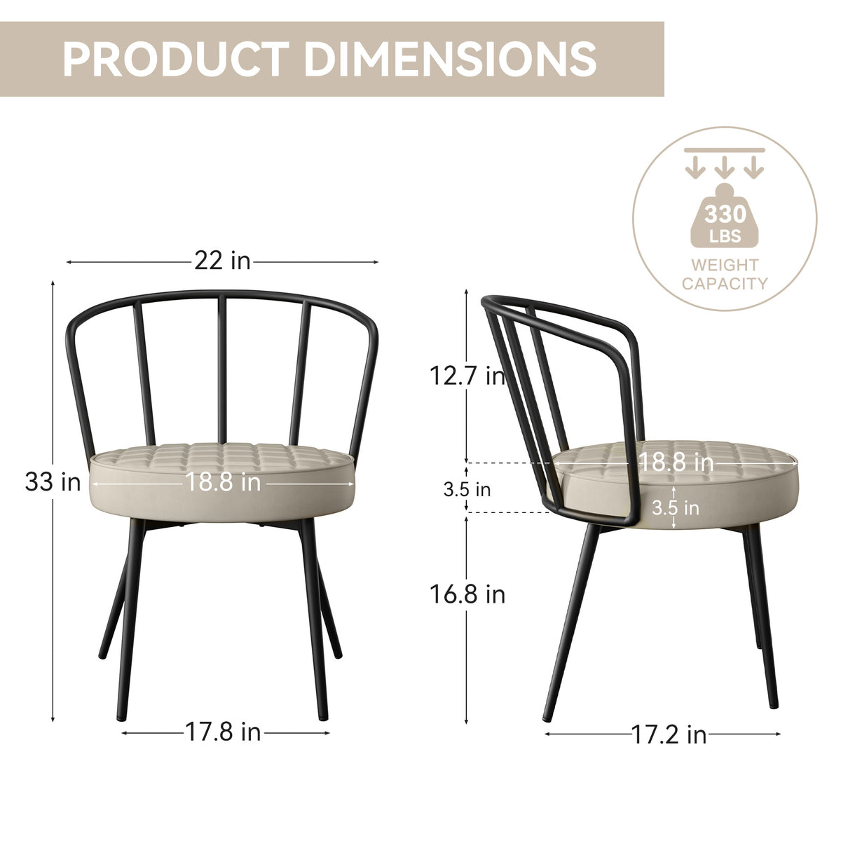 Modern Comfortable Metal Frame Chair: Ergonomic Cambered Back & Durable Waterproof Leather FU01070-wz