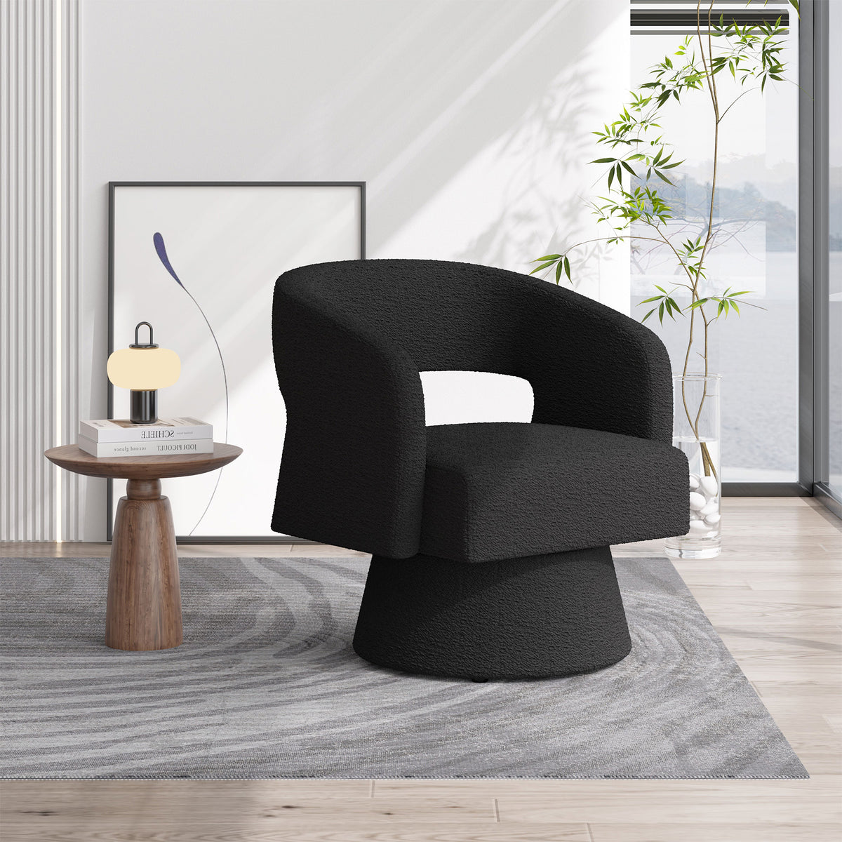 Modern Minimalist Elegant Velvet 360° Swivel Armchair: Thickened Cushion & Anti-Slip Feet FU01059-wz