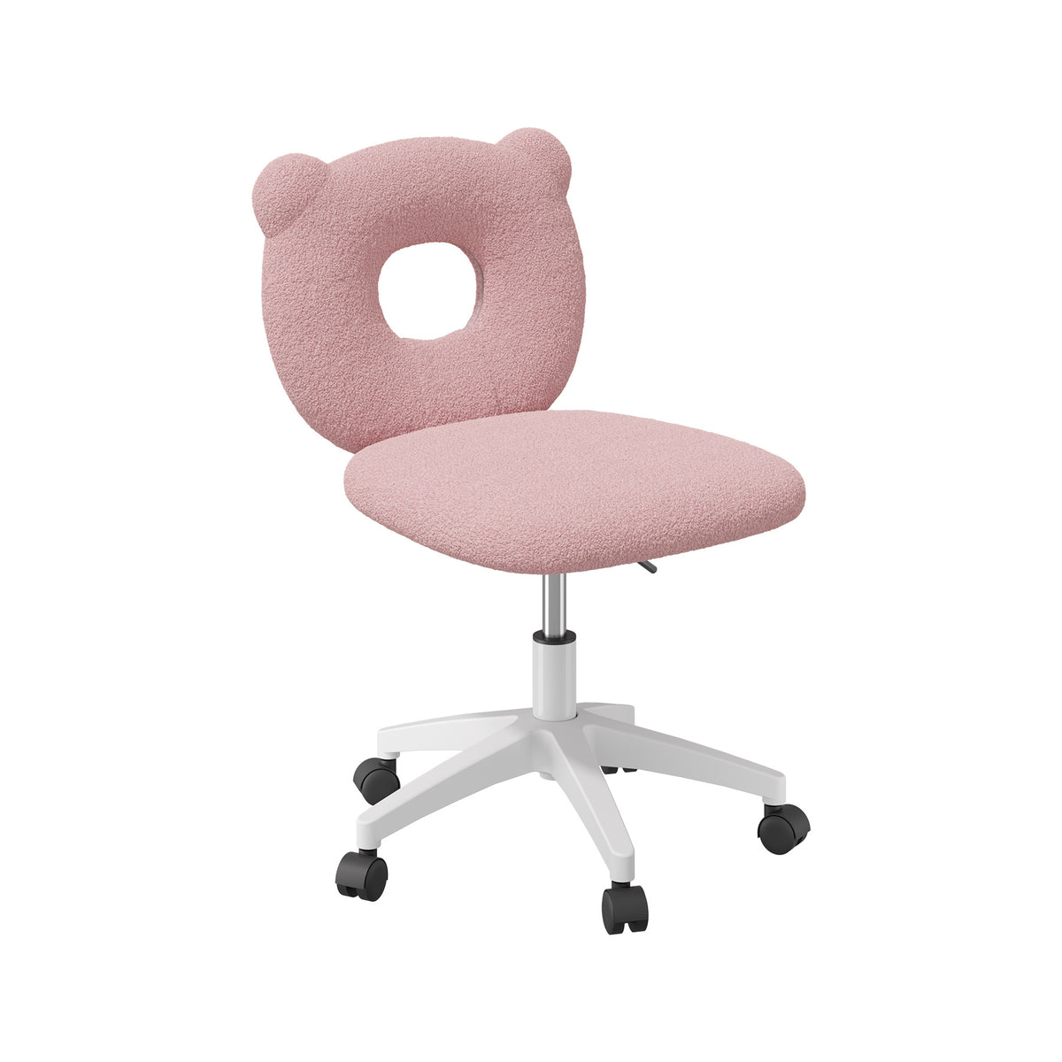 Adjustable Height Office Chair: Soft Teddy Fabric & 360-Degree Swivel FU01087-wz