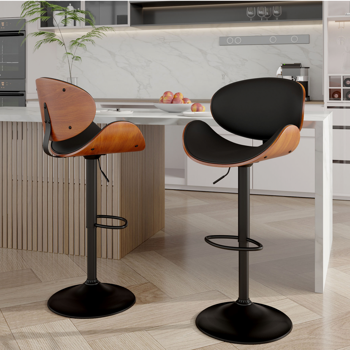 Modern Minimalist Adjustable Bar Stool: 360° Swivel & Waterproof Cushion FU01049-wz