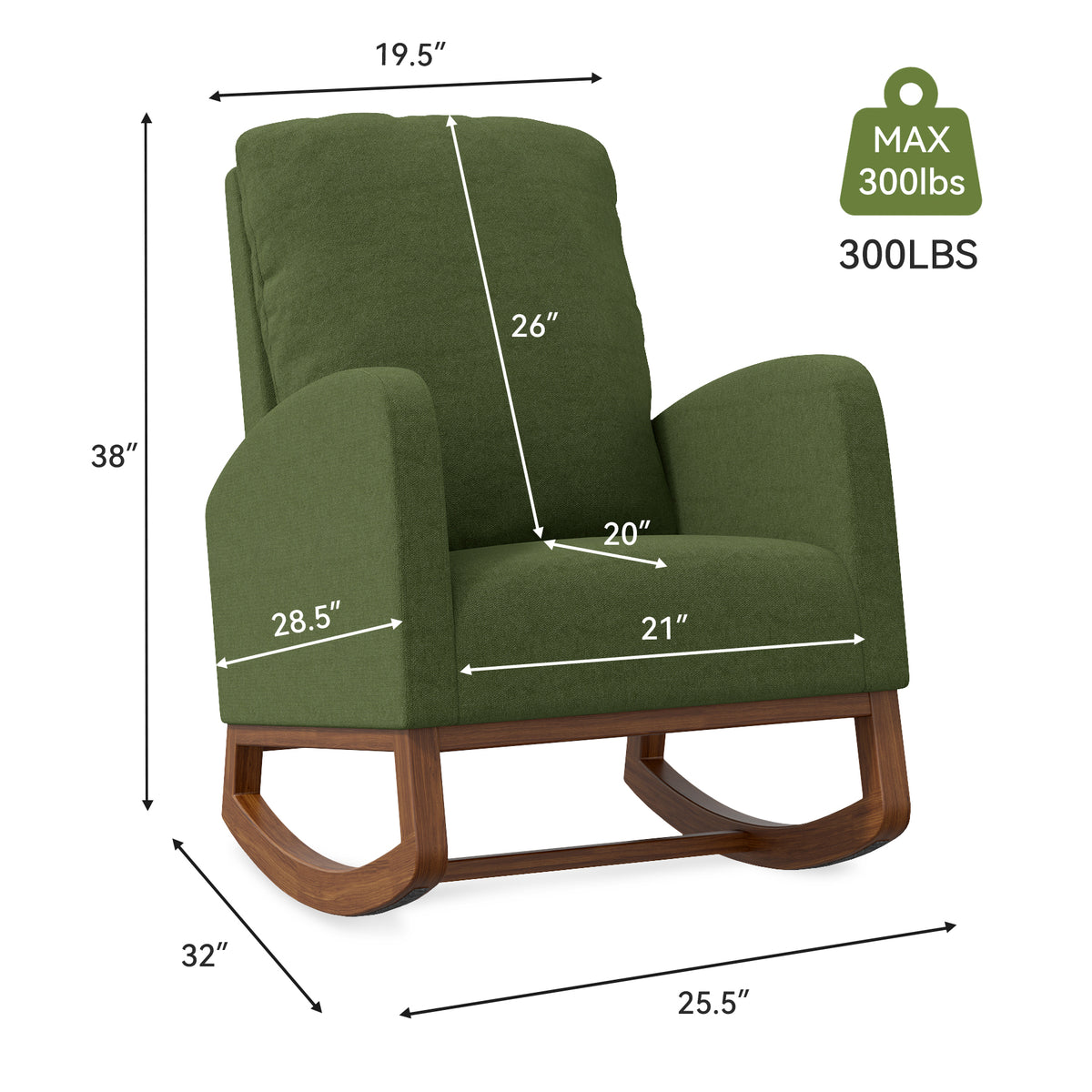 Lounge Fabric Accent Rocking Chair：Durable Wooden Legs&Towel Fabric FU01069-wz