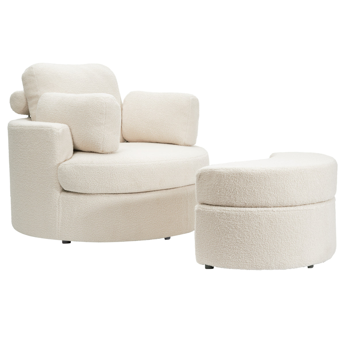 Modern Lounge Sofa and Ottoman Set: 360° Swivel & Storage Ottoman FU01046-wz