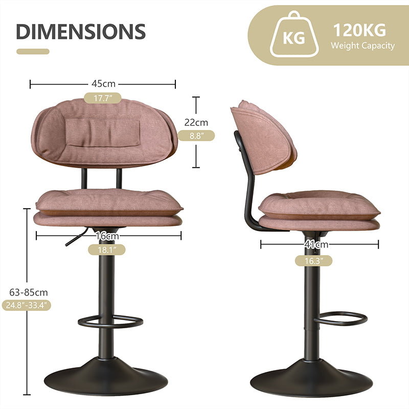 Modern Waterproof Bar Stool: Ergonomic Design & Dual-Layer Ultra-Soft Seat Cushion and Backrest FU01037-wz