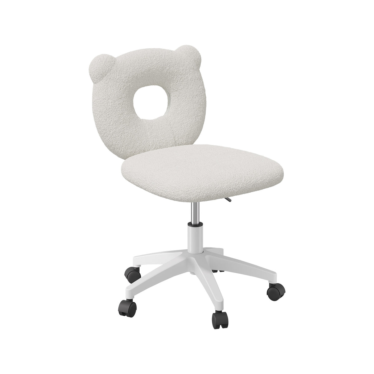 Adjustable Height Office Chair: Soft Teddy Fabric & 360-Degree Swivel FU01087-wz