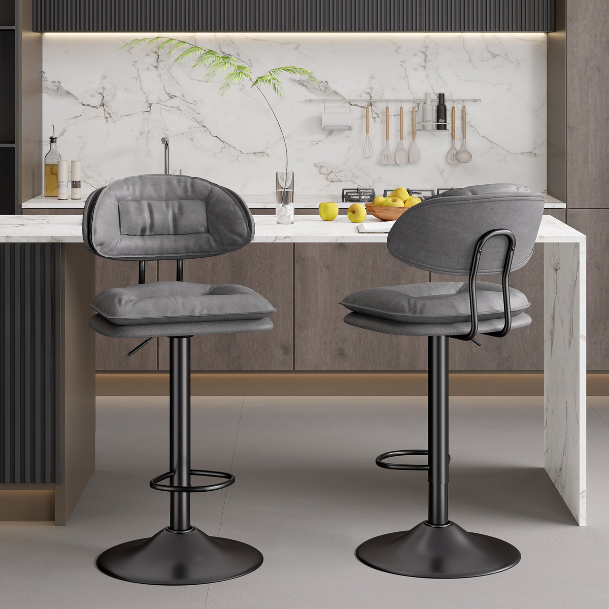 Modern Waterproof Bar Stool: Ergonomic Design & Dual-Layer Ultra-Soft Seat Cushion and Backrest FU01037-wz