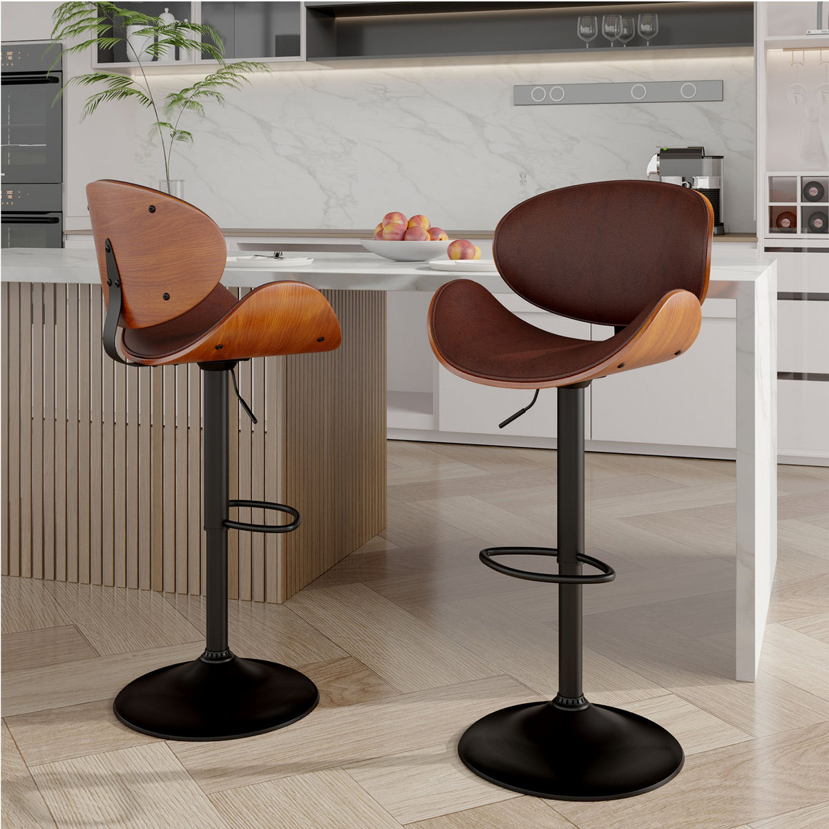 Modern Minimalist Adjustable Bar Stool: 360° Swivel & Waterproof Cushion FU01049-wz