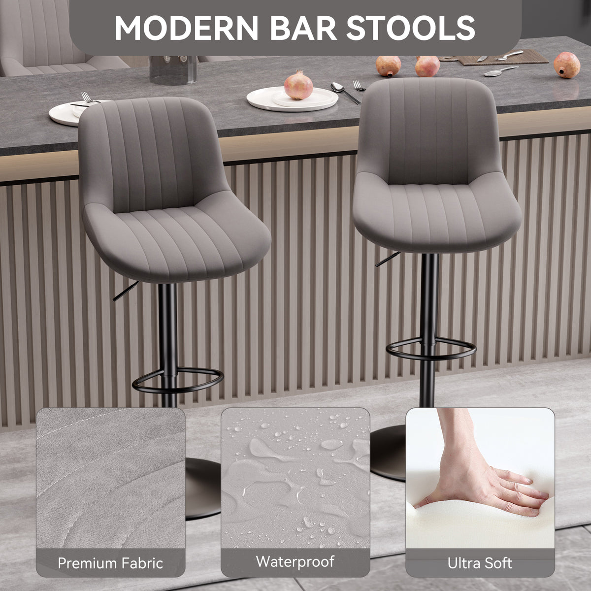 Modern Minimalist High-End Bar Stool: Premium Fabric & Waterproof FU01016-wz