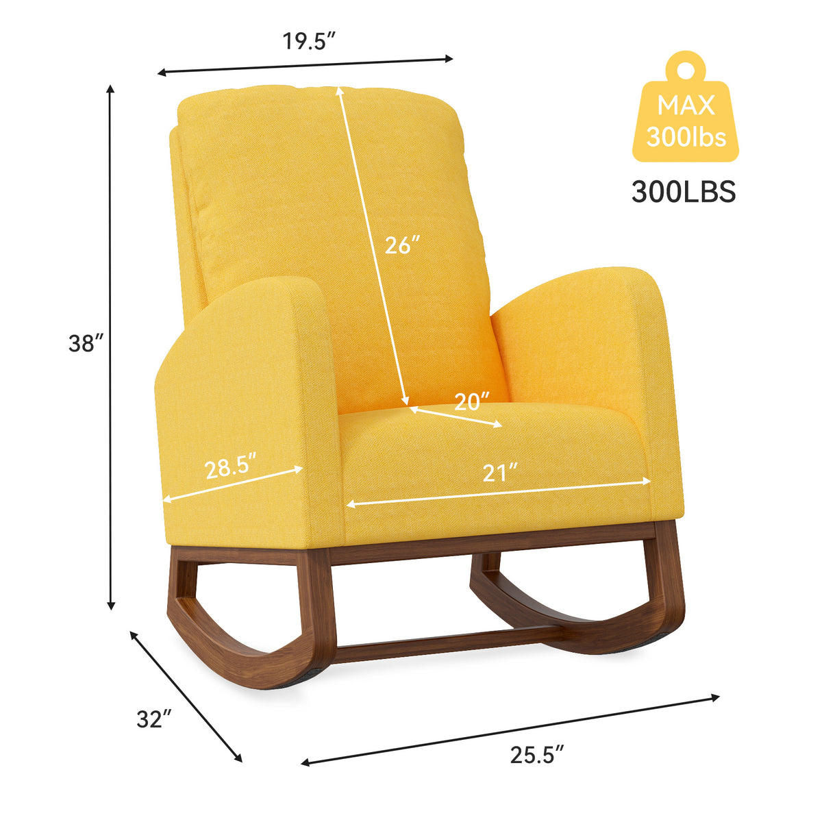 Lounge Fabric Accent Rocking Chair：Durable Wooden Legs&Towel Fabric FU01069-wz