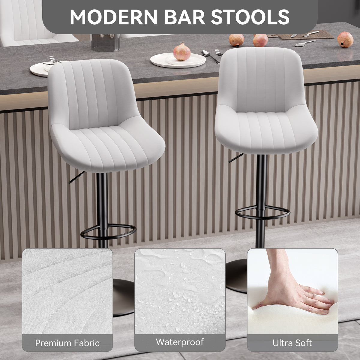 Modern Minimalist High-End Bar Stool: Premium Fabric & Waterproof FU01016-wz