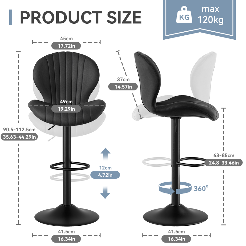 Modern Minimalist 360° Rotating Bar Stool: Resilient Foam & Ergonomic Design FU01023-wz