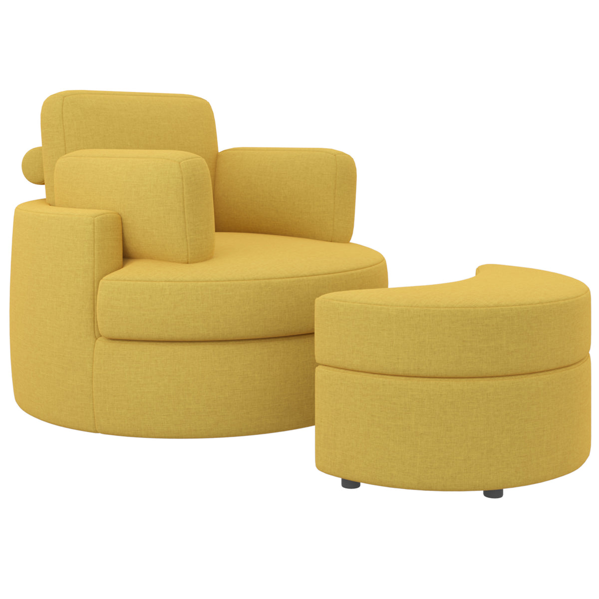 Modern Lounge Sofa and Ottoman Set: 360° Swivel & Storage Ottoman FU01046-wz