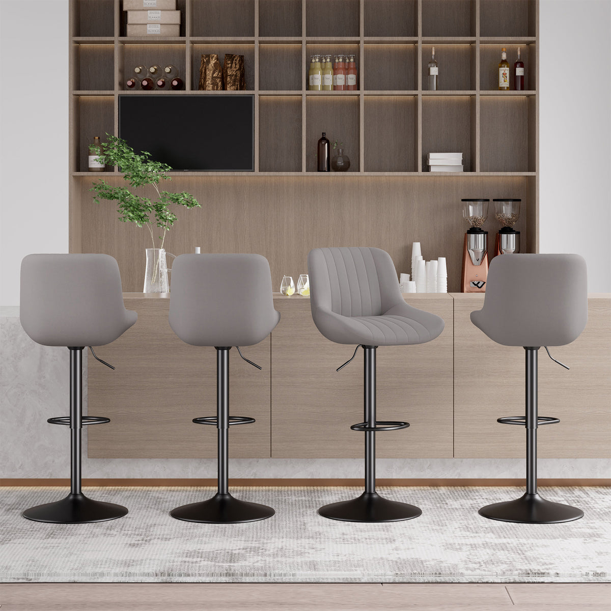 Modern Minimalist High-End Bar Stool: Premium Fabric & Waterproof FU01016-wz