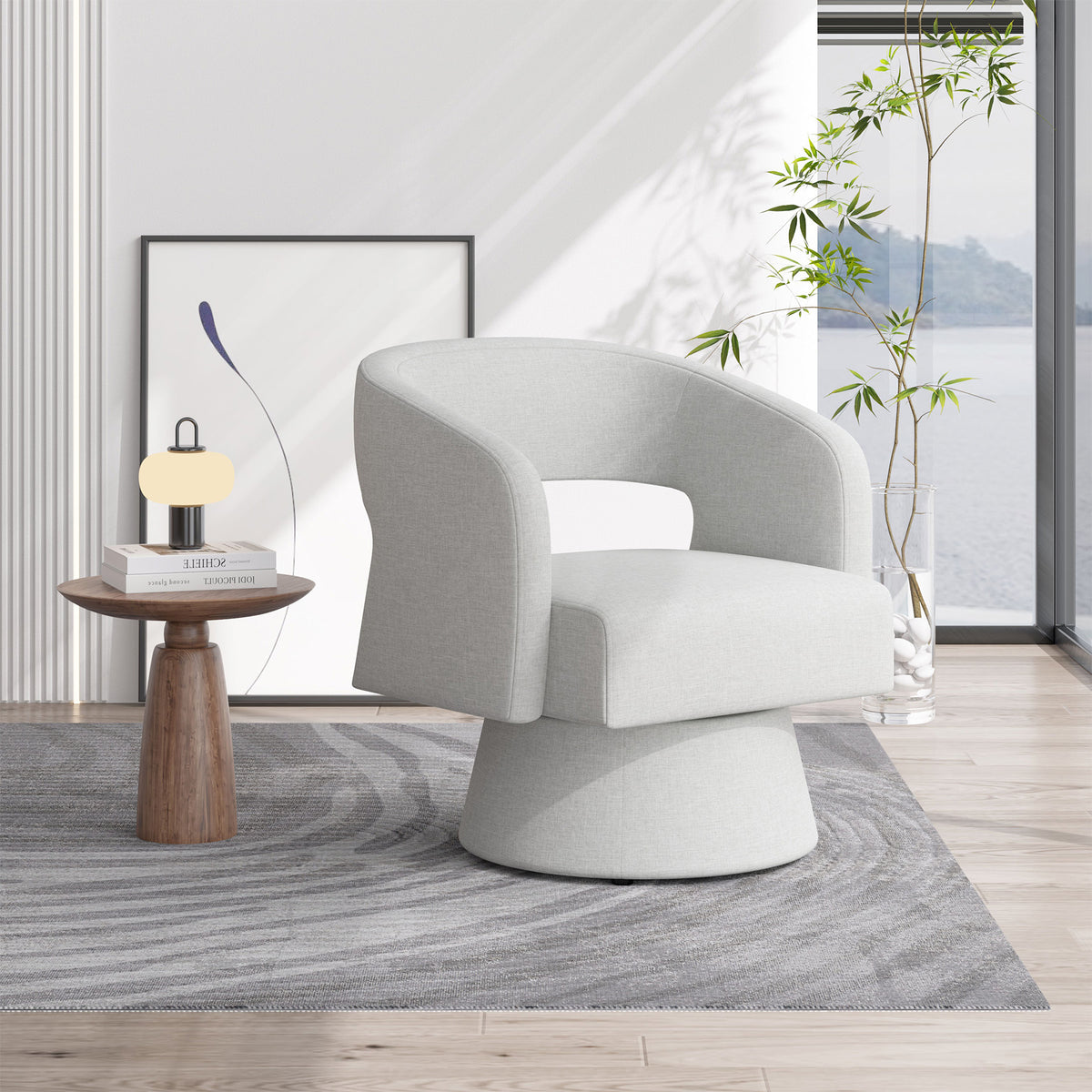 Modern Minimalist Elegant Velvet 360° Swivel Armchair: Thickened Cushion & Anti-Slip Feet FU01059-wz