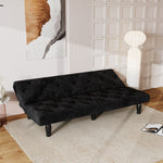 Sofa-to-Bed Evolution: 66" Black Velvet Sofa Bed Transforms Seamlessly, Ideal for Family Living Rooms, Apartments, and Bedrooms W127860390-djyc