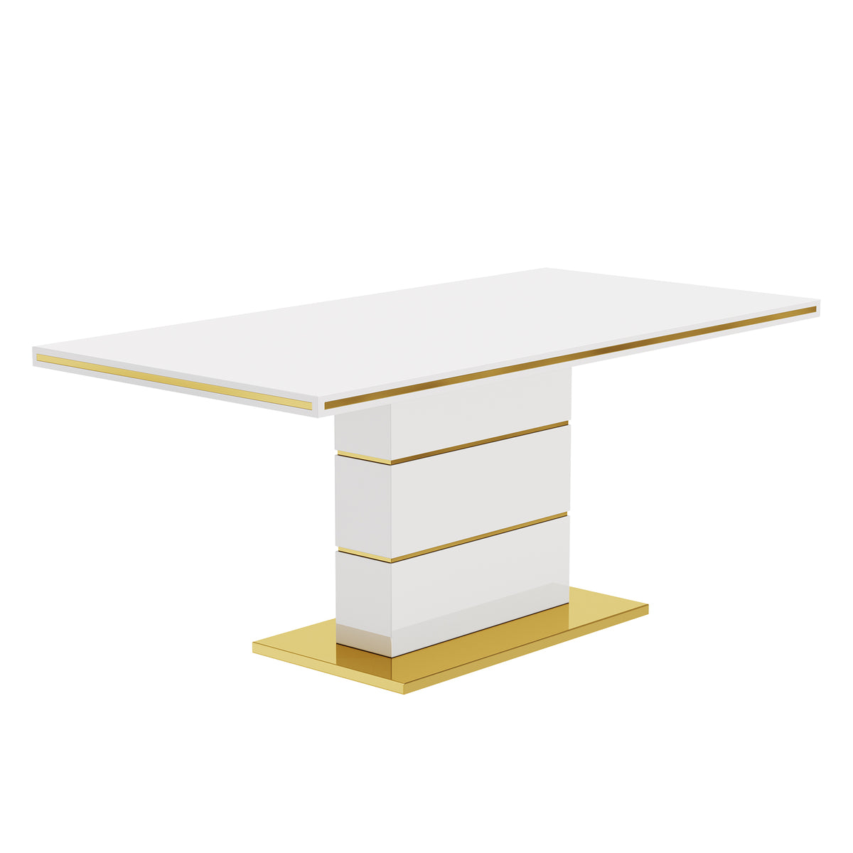 MDF Dining Table,Panel stainless steel polished gold-plated bar, need to hit copper nails,Table Size: 62.99" L x 35.43" W x 29.92" H W1311S00252-djyc