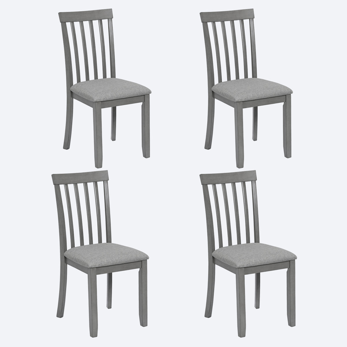 Wooden Dining Chairs Set of 4, Kitchen Chair with Padded Seat, Upholstered Side Chair for Dining Room, Living Room, Gray W1998126412-djyc