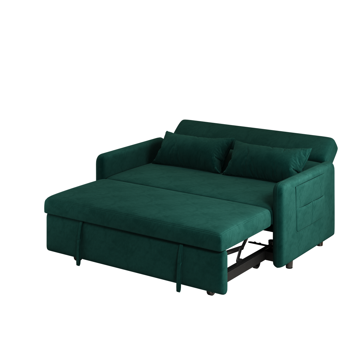 Sofa Pull Out Bed Included Two Pillows 54" Green Velvet Sofa for Small Spaces W1278125092-djyc