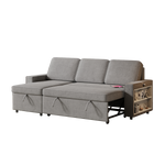 85.8" Pull Out Sleeper Sofa L-Shaped Couch Convertible Sofa Bed with Storage Chaise And Storage Racks,With USB Port And T-pyce Port W834S00268-djyc
