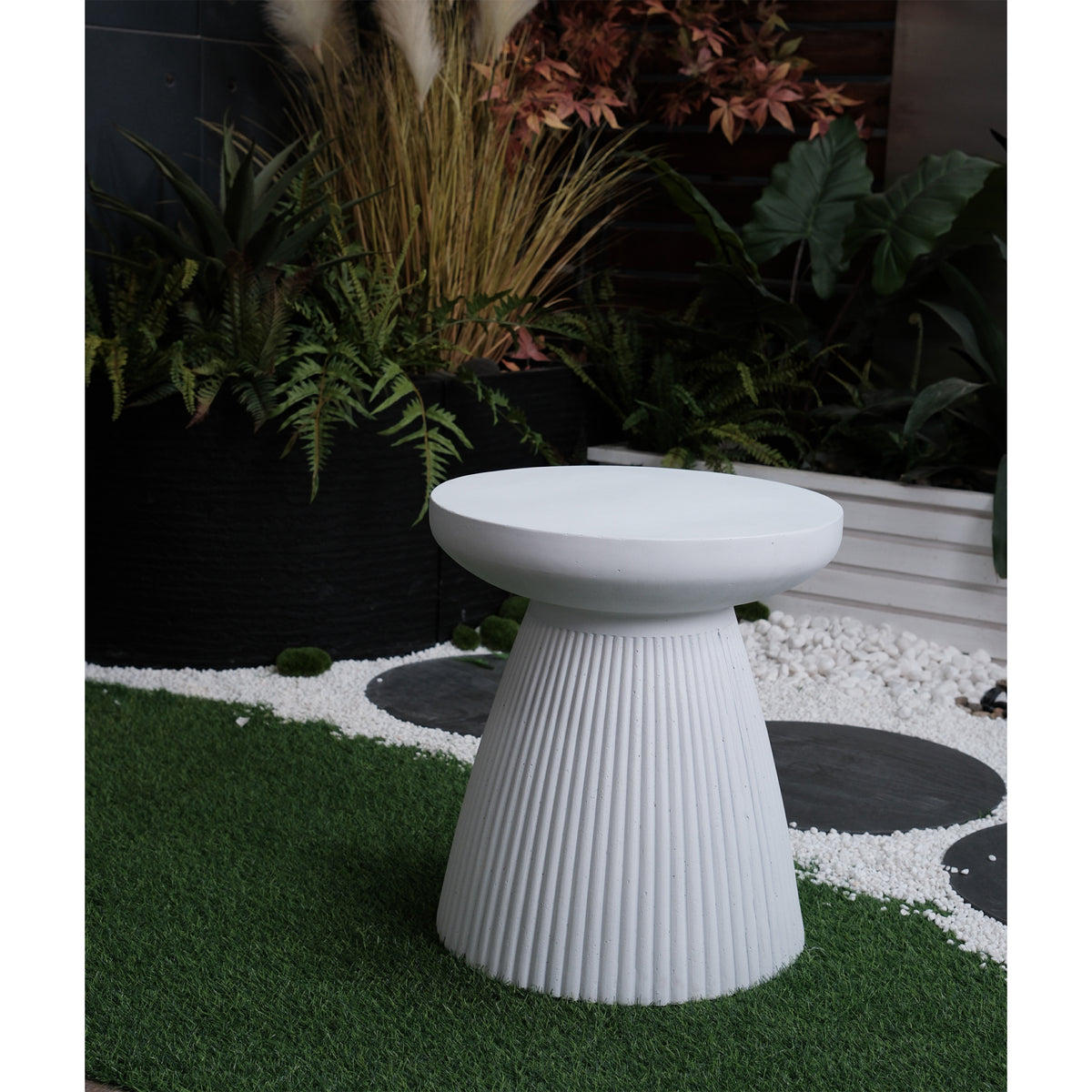 Decorative Garden End Table, 18.1" H Modern Heavy Duty Patio Sturdy Faux Terrazzo Accent Table Side Table Plant Table for Indoor Outdoor W2734P194120-djyc