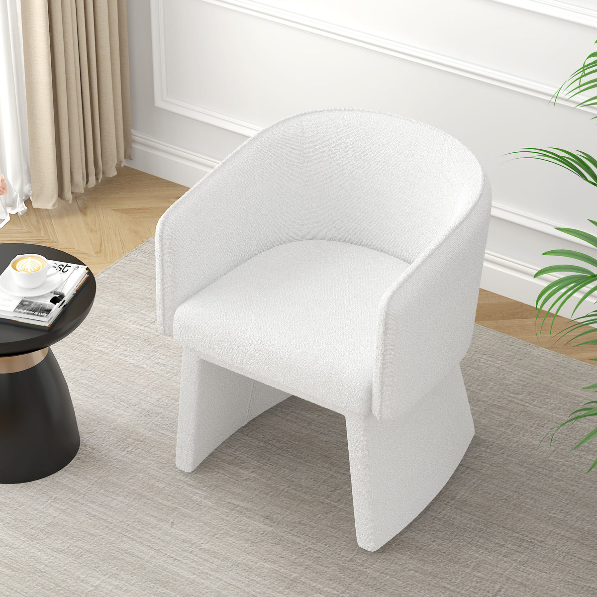 Modern style simple and elegant chair, white leisure chair, suitable for dining/bedroom/living room/reception desk (assembly required)-White W487P186358-djyc