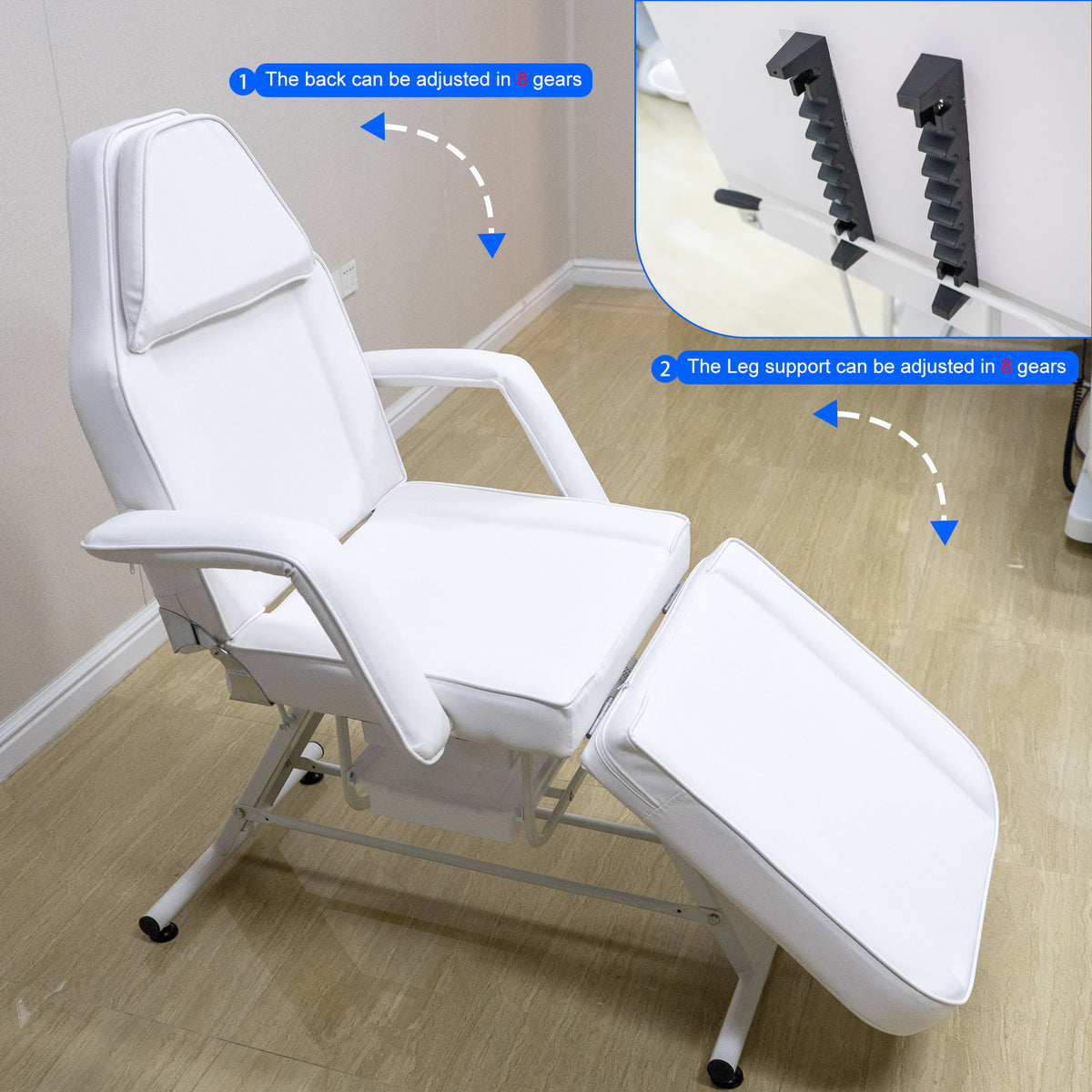 Tattoo Chair for Client, Facial Beds for Esthetician Adjustable 3-Section Lash Tattoo Bed, 72 Inches Facial Spa Chair Professional Tattoo Chair for Artist Beauty Massage Salon, White W1767P195861-djyc