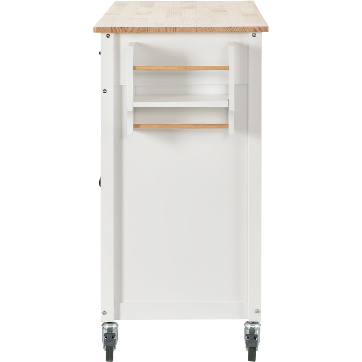 Kitchen Island Cart with Solid Wood Top and Locking Wheels,54.3 Inch Width,4 Door Cabinet and Two Drawers,Spice Rack, Towel Rack (White) WF286911AAW-djyc