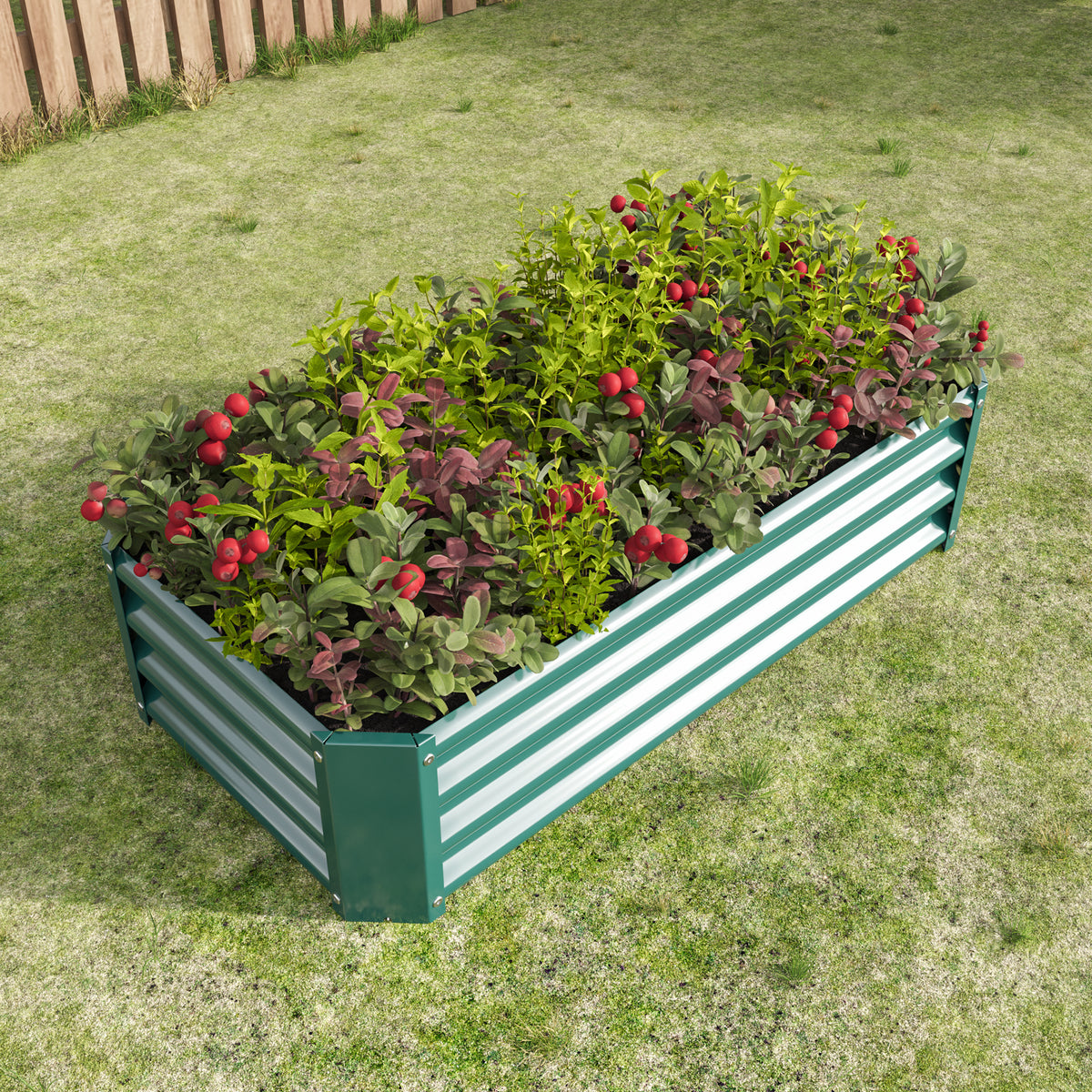 Metal Raised Garden Bed, Rectangle Raised Planter 4×2×1ftfor Flowers Plants, Vegetables Herb Veezyo Green W84091000-djyc