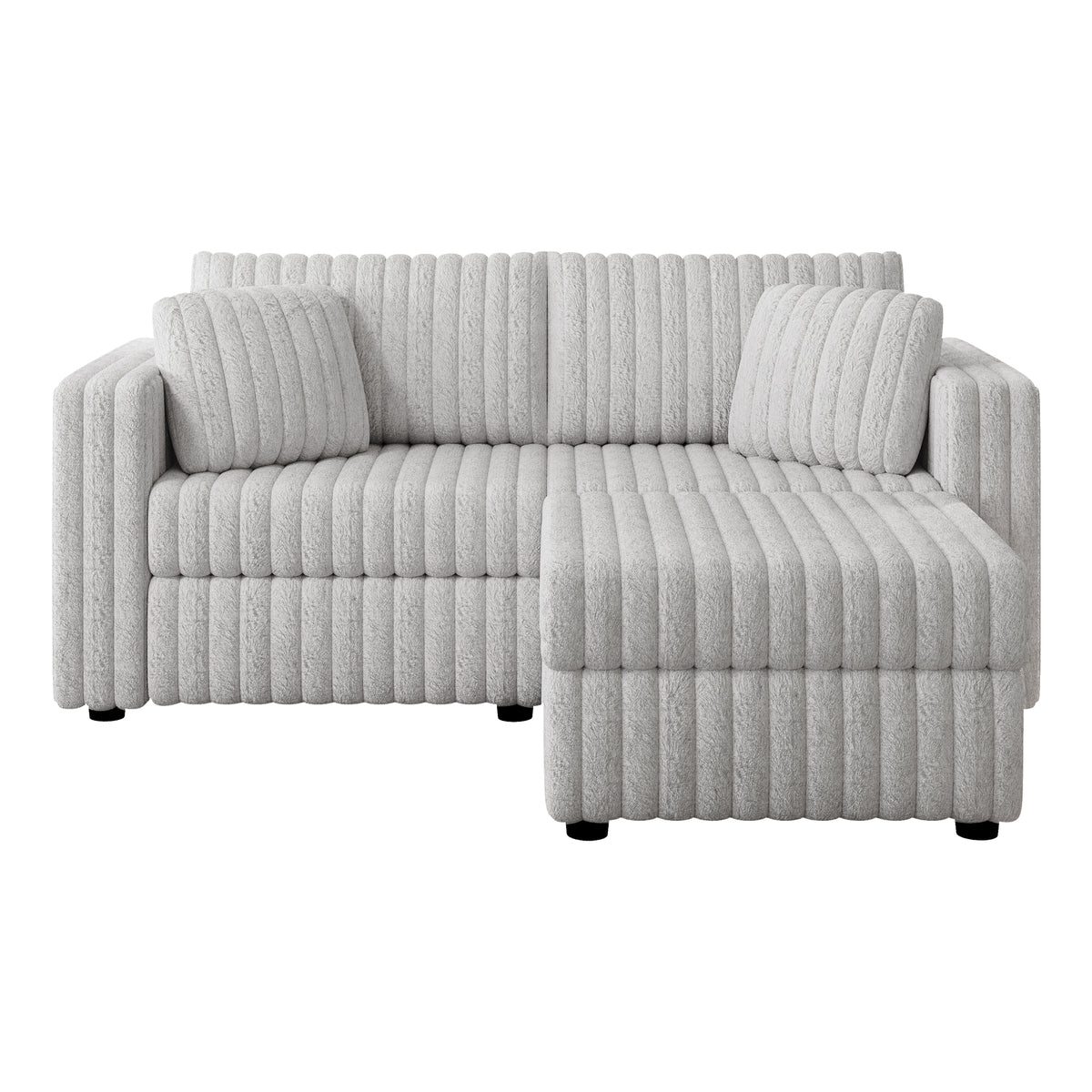 75.6"Soft Rabbit Plush Modular 2-person Sofa with Hydraulic Lift. Highly Comfortable & Stylish. Matches 30.7" Ottoman. Ideal for Bedroom & Living Room. Light gray W1767S00008-djyc