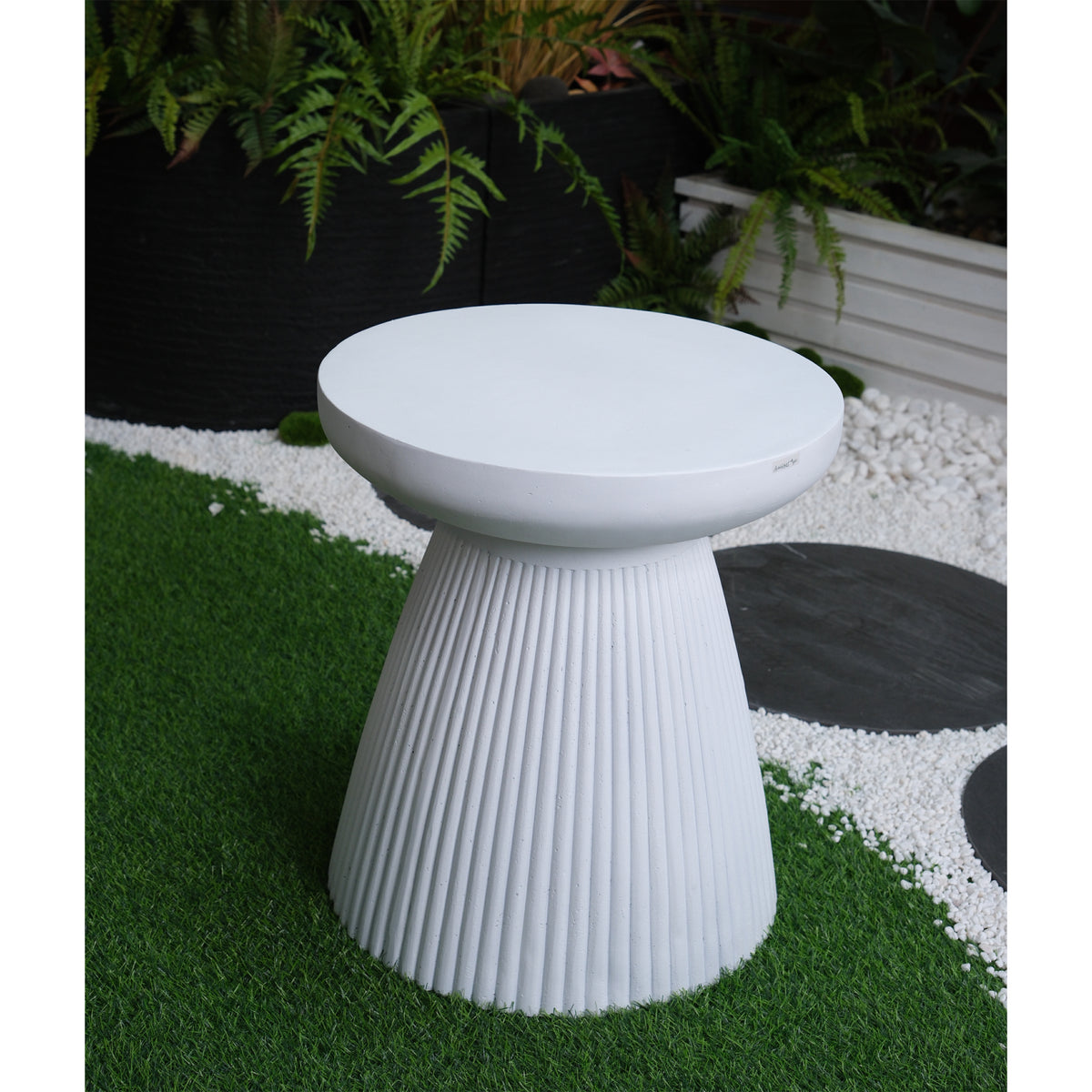 Decorative Garden End Table, 18.1" H Modern Heavy Duty Patio Sturdy Faux Terrazzo Accent Table Side Table Plant Table for Indoor Outdoor W2734P194120-djyc