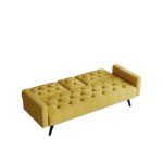 Compact Yellow Velvet Sofa Bed with Nailhead Trim Armrests & Dual Cup Holders - Perfect for Small Spaces, 72-Inch Length W1278P172941-djyc