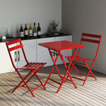 3 Piece Patio Bistro Set of Foldable Square Table and Chairs, Red W1586P143186-djyc