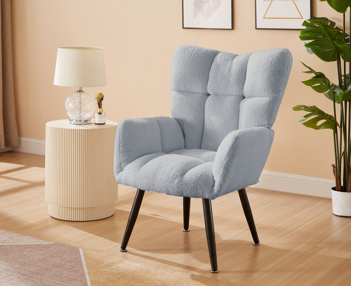 Modern Single Sofa Armchair with High Backrest Comfy Reading Chair for Small Spaces/Living Room/Bedroom/Apartment (COLOR:BLUE) W1669P175502-djyc