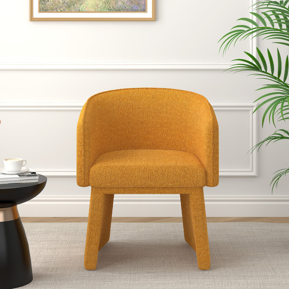 Modern style simple and elegant chair, orange leisure chair, suitable for dining/bedroom/living room/reception desk (assembly required)-Orange W487P186359-djyc