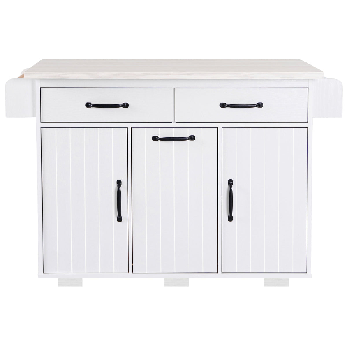 K&K Kitchen Island with Trash Can Storage Cabinet, Kitchen Cart with Drop Leaf, Spice Rack, Towel Rack and Drawer, Rolling Kitchen Island on Wheels with Adjustable Shelf, White WF326381AAW-djyc