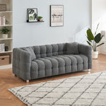 Grey teddy fleece sofa 80 inch discharge in living room bedroom with two throw pillows hardware foot support W1278141700-djyc