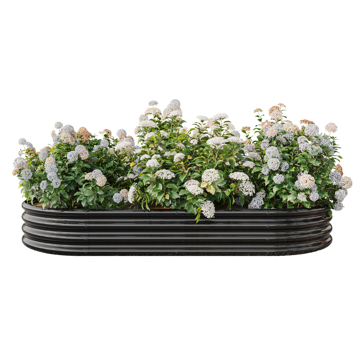 Raised Garden Bed Outdoor, Oval Large Metal Raised Planter Bed for for Plants, Vegetables, and Flowers - Black W840102509-djyc