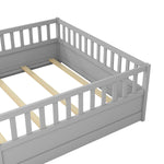 Full sizeFloor bed, integral construction with super high security barrier, door, children's floor bed frame, Montessori wooden children's floor bed, Support slat Grey W1858P164944-djyc