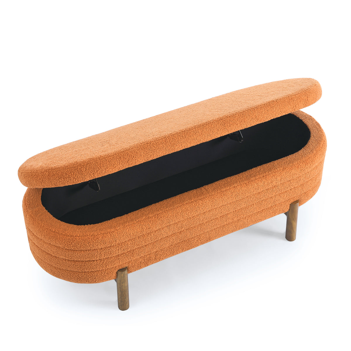 Ottoman Oval Storage Bench,Rubber Wood Leg,Orange(46."x17.7"x10.8") W487P178762-djyc