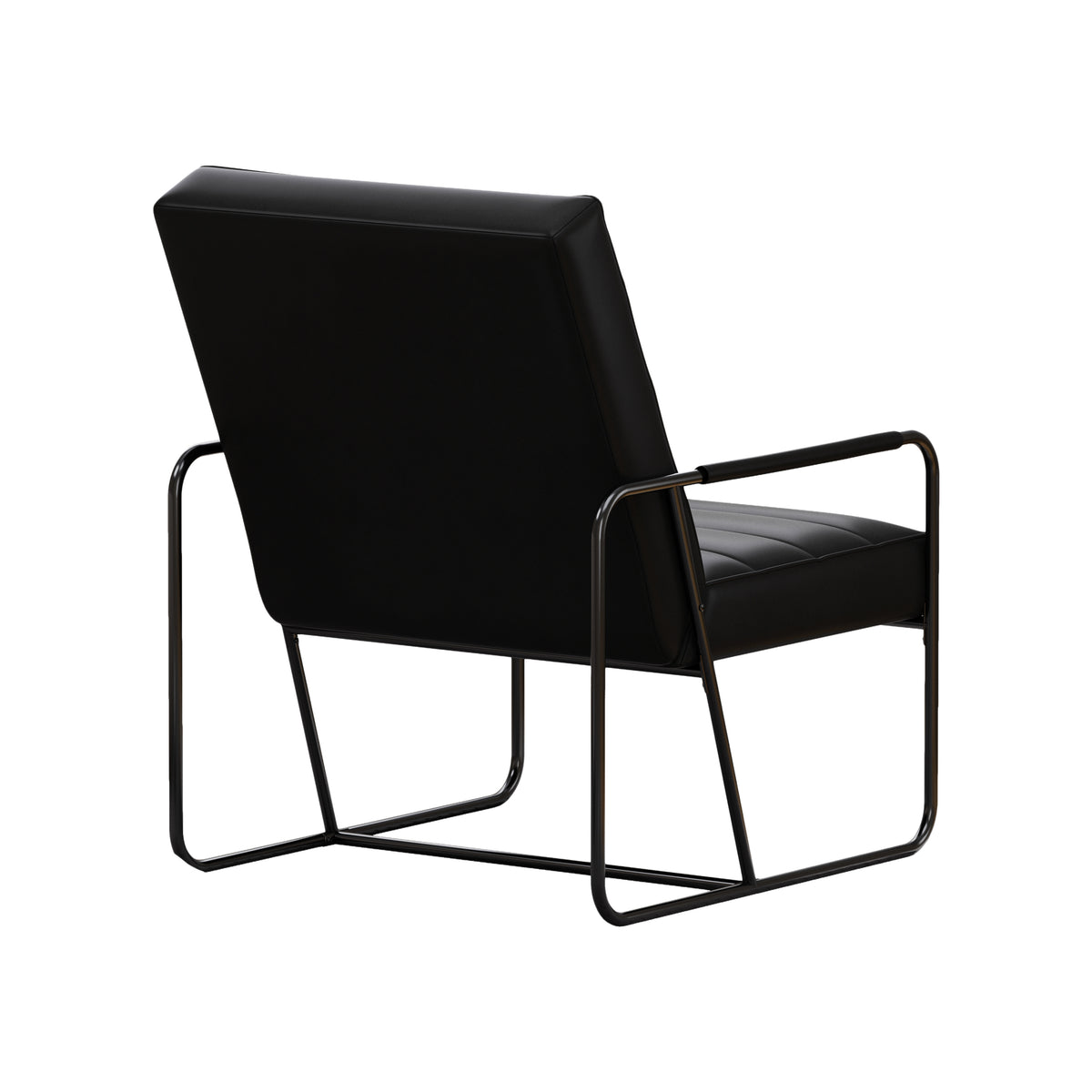 Modern Metal Framed Armchair with Black Technical Leather, Stylish & Comfortable Indoor Lounge Accent Chair for Living Room, Office,Bedroom W1669P197980-djyc