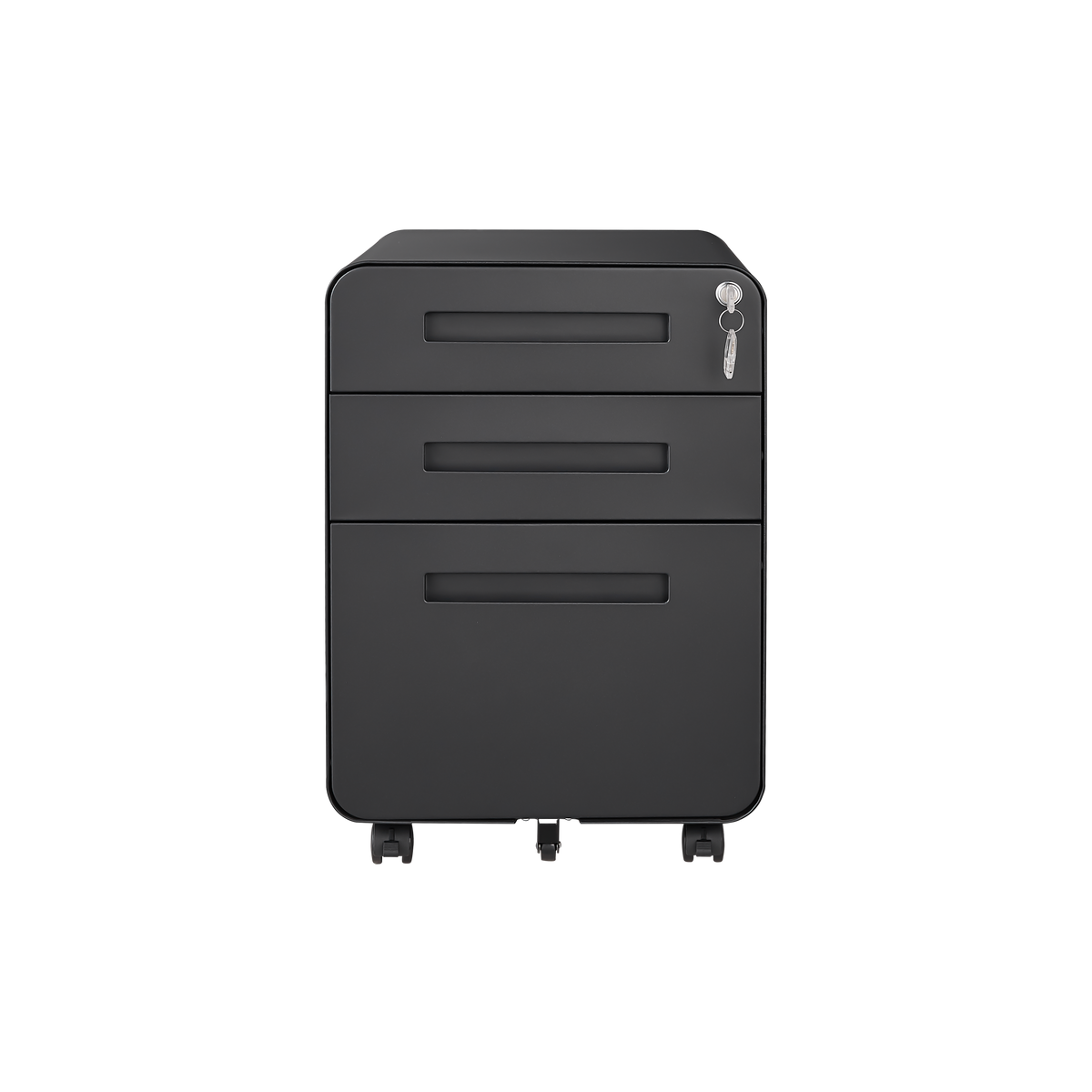 3 Drawer Mobile File Cabinet Under Desk Office,Simple Style Versatile Storage Cabinet for Legal/Letter/A4 Files, 5 Wheel Design Anti-Tilting Cold Rolled Steel Waterproof Moisture-Proof Black W124782438-djyc